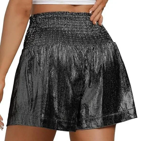 Shiny Vrtige Glitter Party Shorts – High Waist, Flowy Fit, Size XS - Picture 2 of 4